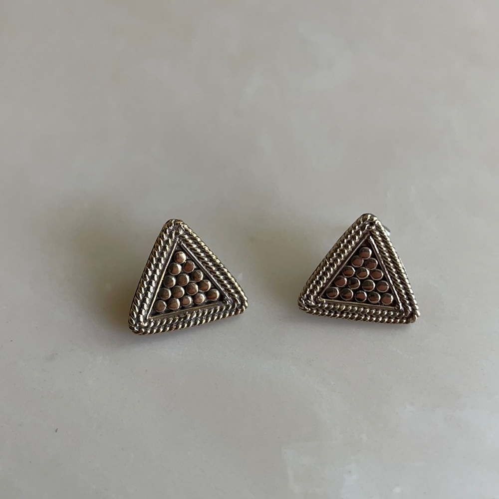 Anna Beck gold and silver triangle stud earrings